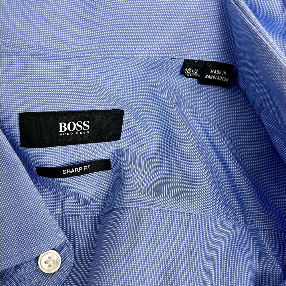 BOSS Men's Blue Sharp Fit Shirt
